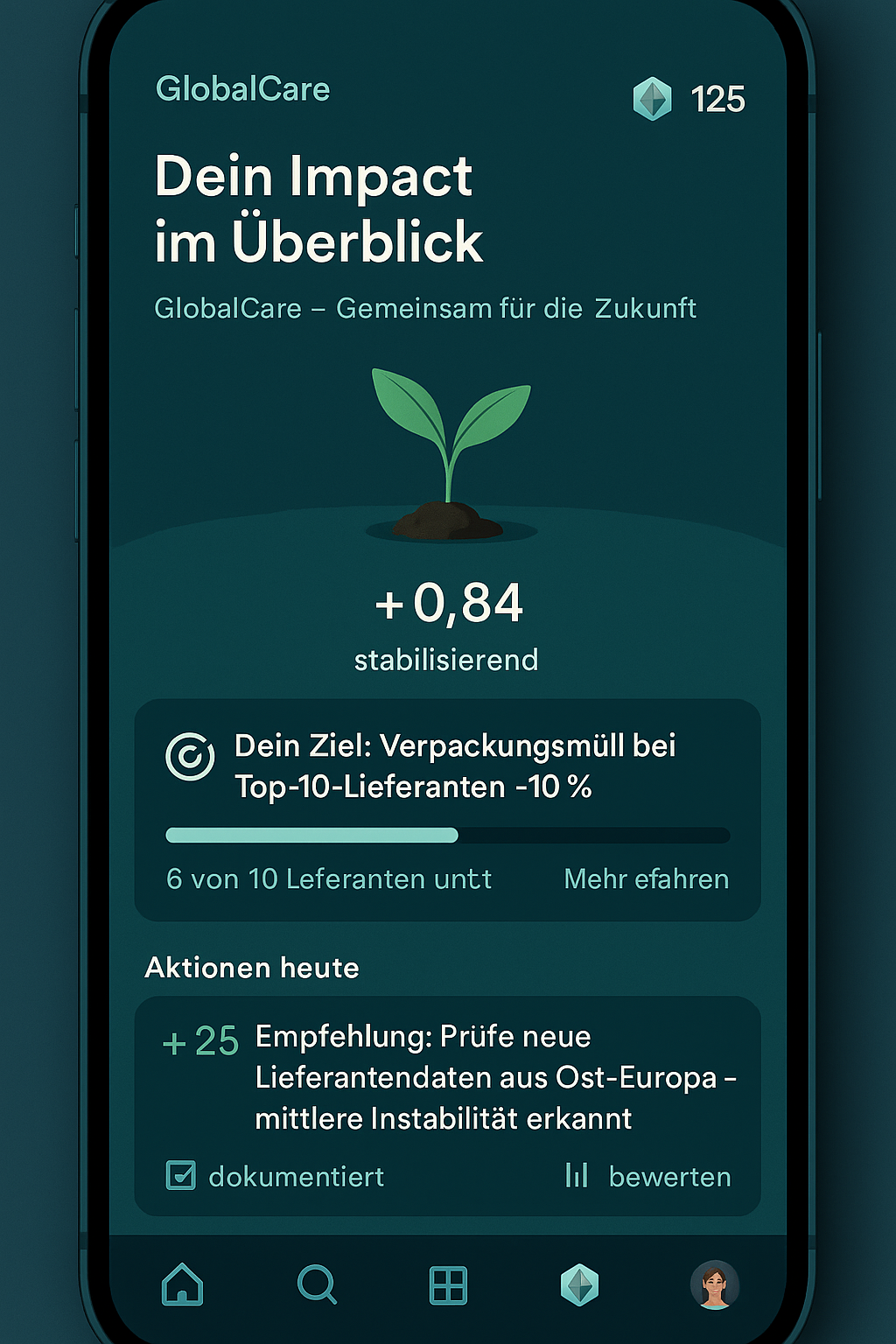 Mobile Impact Token Interface